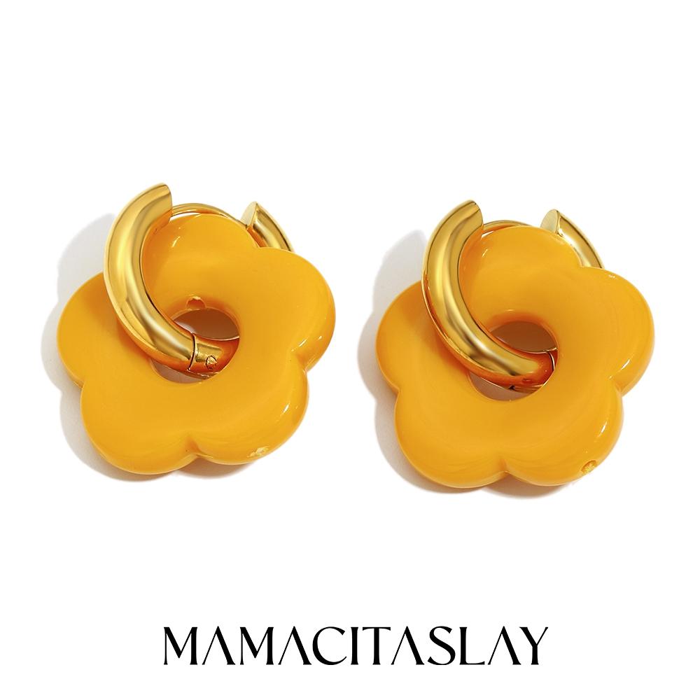 MamacitaSlay 316L Stainless Steel Acrylic Flower Hoop Earrings 18K Gold Plated Waterproof Jewelry Women's Elegant Earrings Gift
