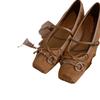 Schaffellversion~ Traubenmutter gleiche französische Schleife Schweinenase vielseitige Mary Jane Schuhe flache Leder Einzelschuhe Frauen