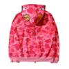Macaco Popular Bape Masculino Camuflado Mandíbula de Tubarão Moletom com Capuz e Zíper Jaqueta Casaco