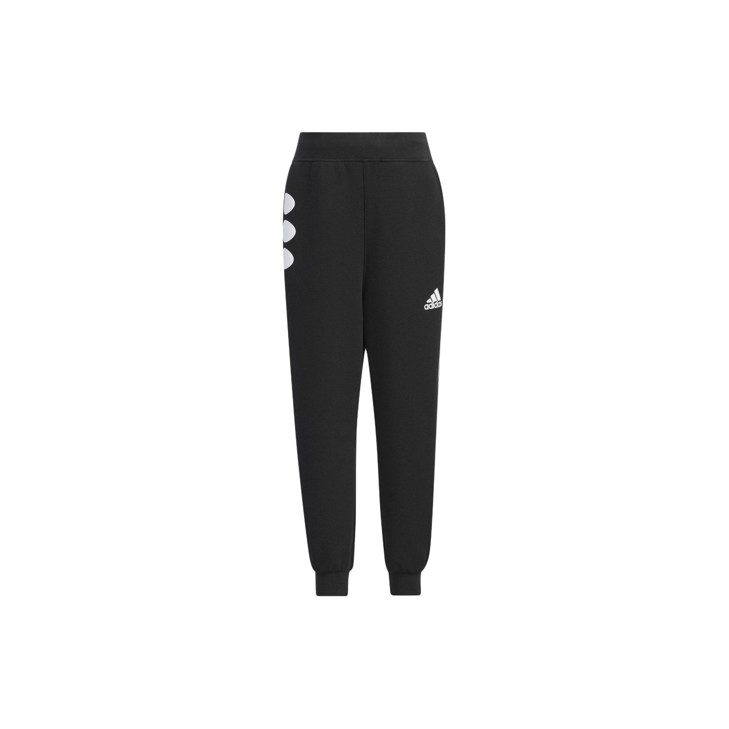 Adidas Спортивные брюки из трикотажа с принтом для детей, черные JF1375 A128