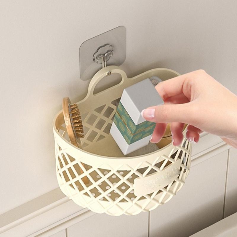 Xiaomi No Drill Hanging Storage Basket Drainage Shelf Hollow Out Kitchen Storage Basket Plastic Multifunctional Bathroom Organizer