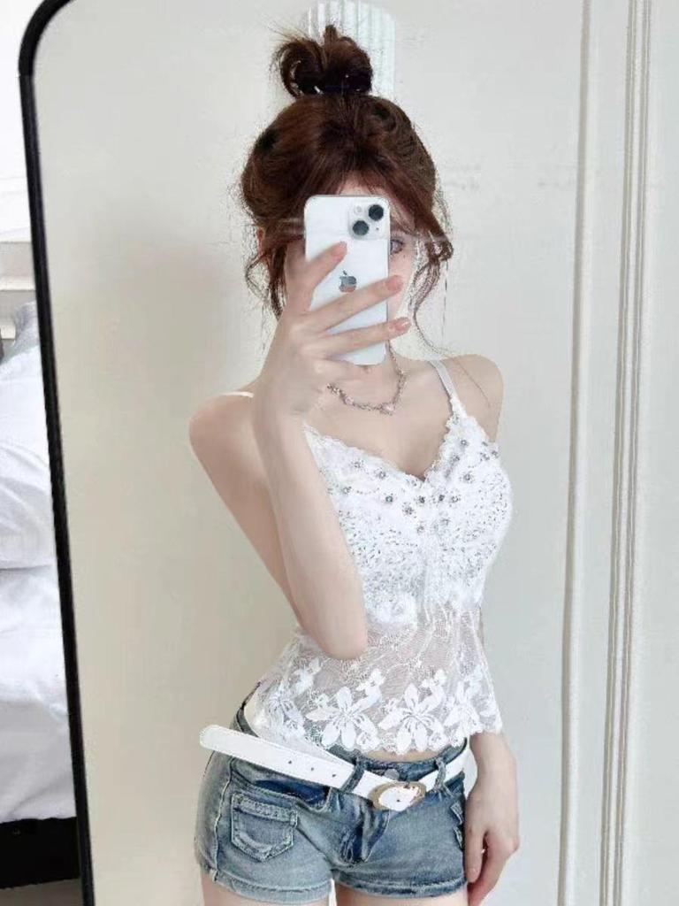 Stylish Summer Lace Beaded Camisole - Sexy Versatile Women's Bandeau Top
