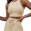 Women's Pajama Set: Sleeveless Sweatshirt & Drawstring Shorts