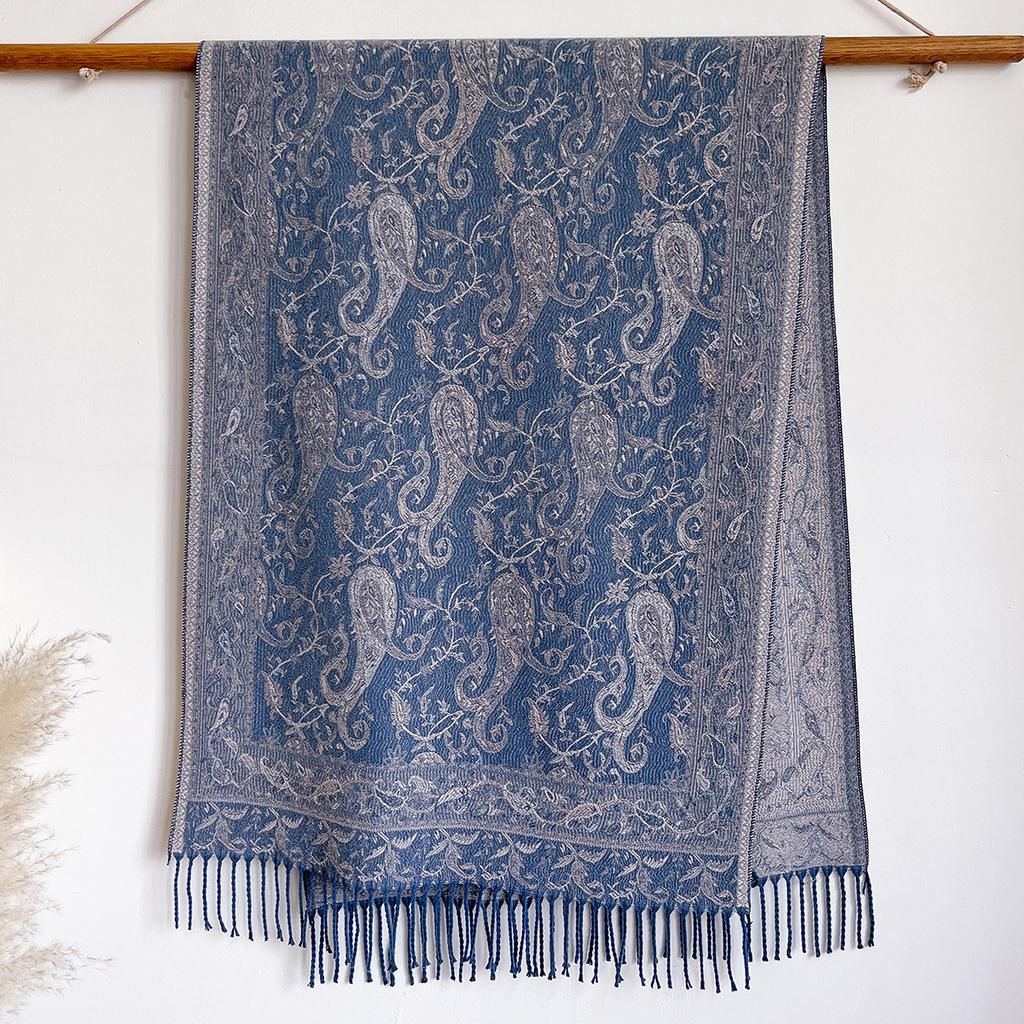 Light luxury ethnic style cashew nut pattern fringed jacquard scarf high-end versatile women's headscarf shawl