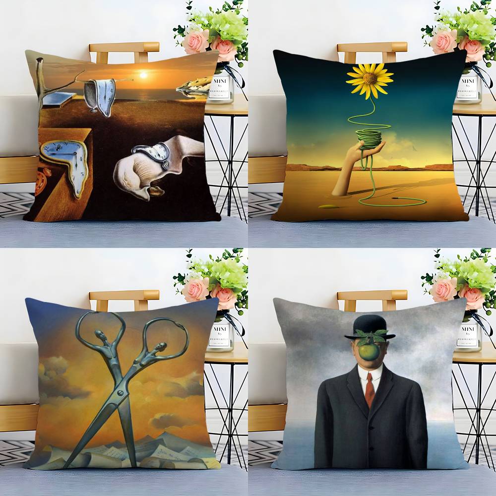 Federa per Cuscino Pop Art Salvador Dalí Divano Soggiorno Camera da Letto Stampa Double-sided Cuscino Quadrato Federa per Cuscino per il Riposo
