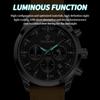 BINBOND Luxury Man Quartz Watch Waterproof Luminous Pointer Chronograph Leather Men's Wristwatch Military Sports Male Watch