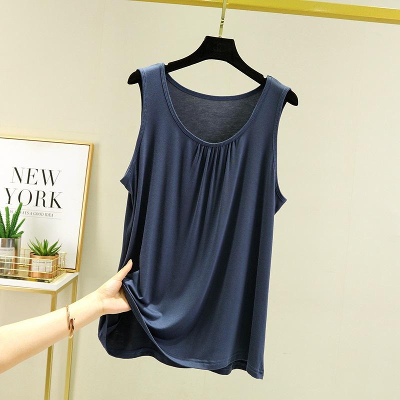 Camisola de Modal para Mujer Tallas Grandes: Top de Verano sin Mangas de Estilo Camiseta de Corte Holgado, Talla Grande