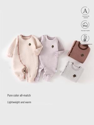Class A Long-Sleeved Baby Romper for Spring and Autumn - Warm Oblique Placket Infant Jumpsuit