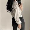 Simple Single Breasted Loose Casual Solid Long Sleeved Shirt And Blouse Office Lady Trend Short Top Simple Elegant White Clothes