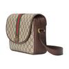 Gucci Ophidia GG Supreme Canvas Web Stripe Flap Crossbody Bag With Gold Double G Logo For Unisex Luxury Daily Use