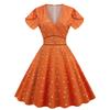 Retro Color Large Hem High Waist Slimming A- line Skirt Short Sleeve