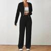 Women's Fashion Textured Two-Piece Long Sleeve Drop Shoulder Zipper Drawstring Hooded Suit