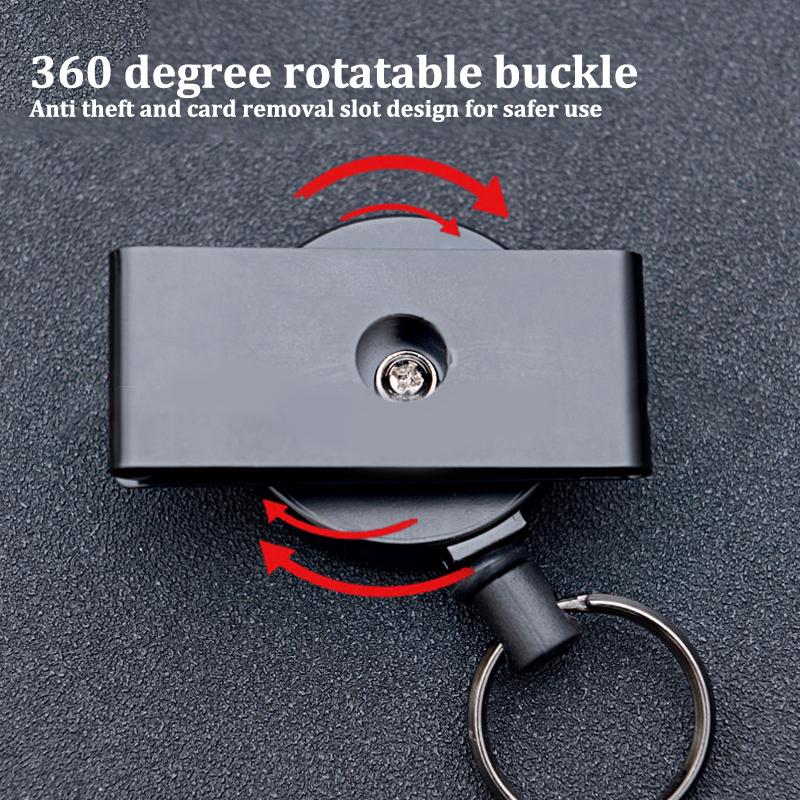 Retractable Keychain Badge Holder Reel With Multitool Carabiner Clip Heavy Duty Key Ring Steel Wire Lanyard Name Tag Stationery