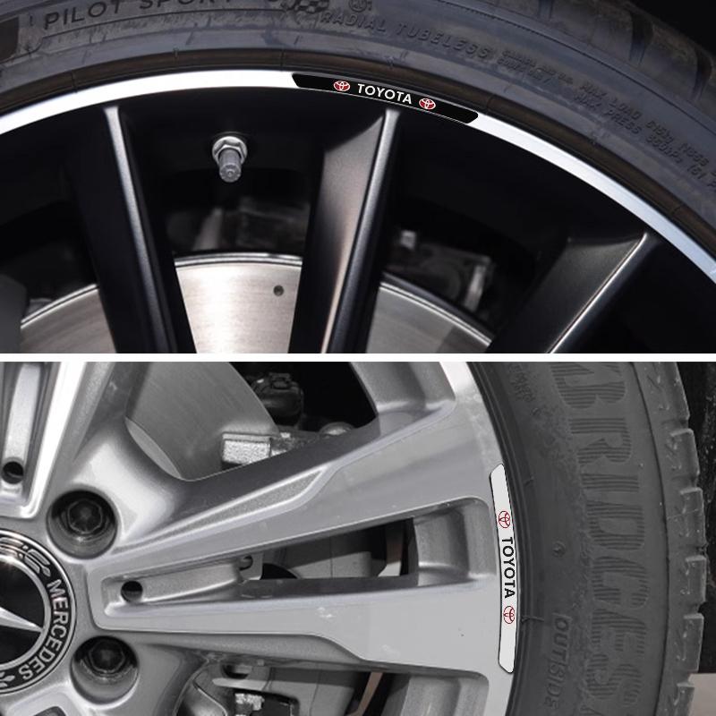 4Pcs Aluminum Car Wheel Hub Badge Sticker Tire Rim Decor Decal for Toyota Trd Corolla Camry RAV4 CHR Yaris Prius Prado Auris Avensis