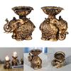 2 Pezzi Portacandele Elefante della Fortuna Statuetta Animali in Resina Portacandele Piccoli