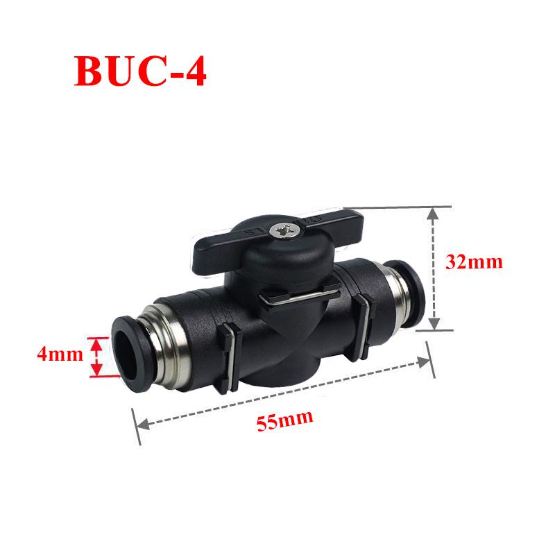 BUC 4mm 6mm 8mm 10mm 12mm Nero Pneumatico Push-In Giunto Rapido Connettore Valvola a Mano Per Girare Interruttore Sfera Manuale Limitazione di Corrente