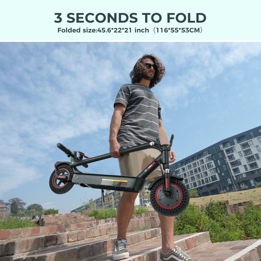 Electric Scooter Foldable iScooter 10" 500W Motor Adult Escooter 36V 10AH LED Display Top Speed 35Km/h Max Load 120Kg i9 Max