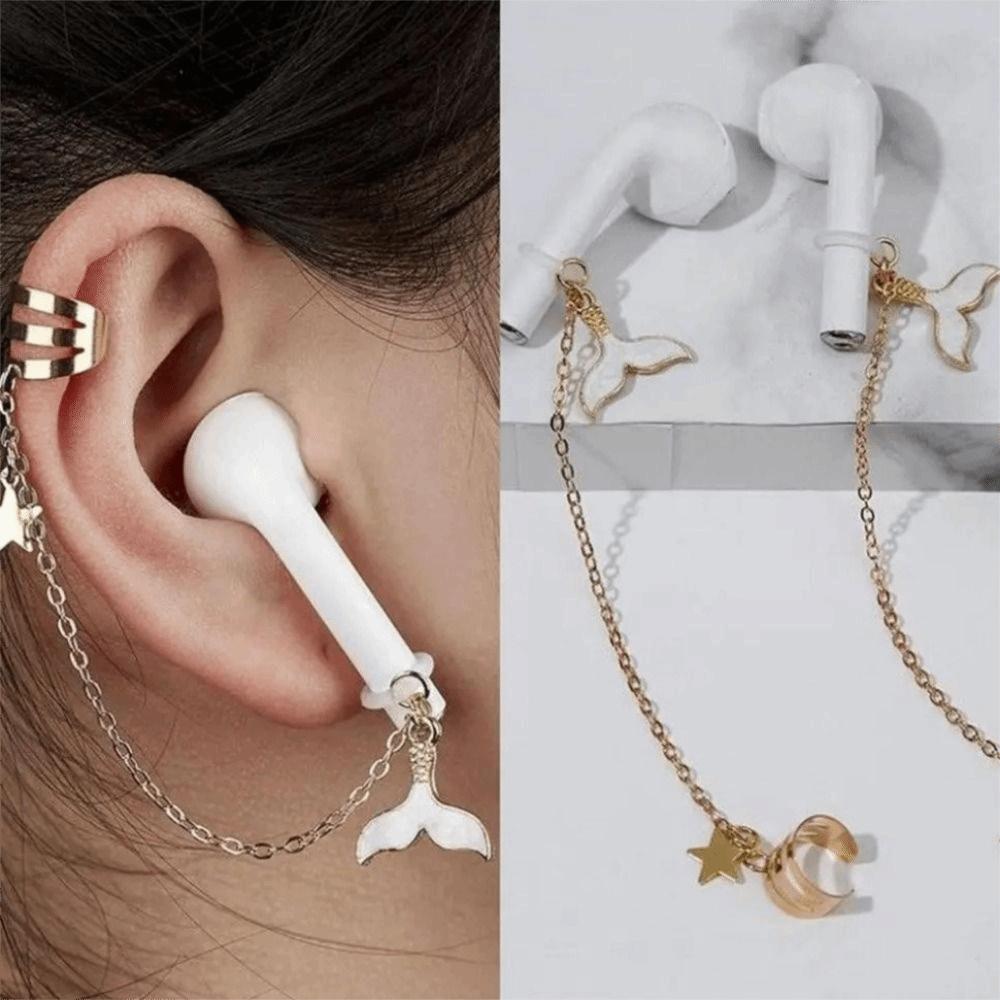 2pcs/pair Dolphin Anti-Lost Earphone Clip Star Earphone Protection Chain  Best Gifts