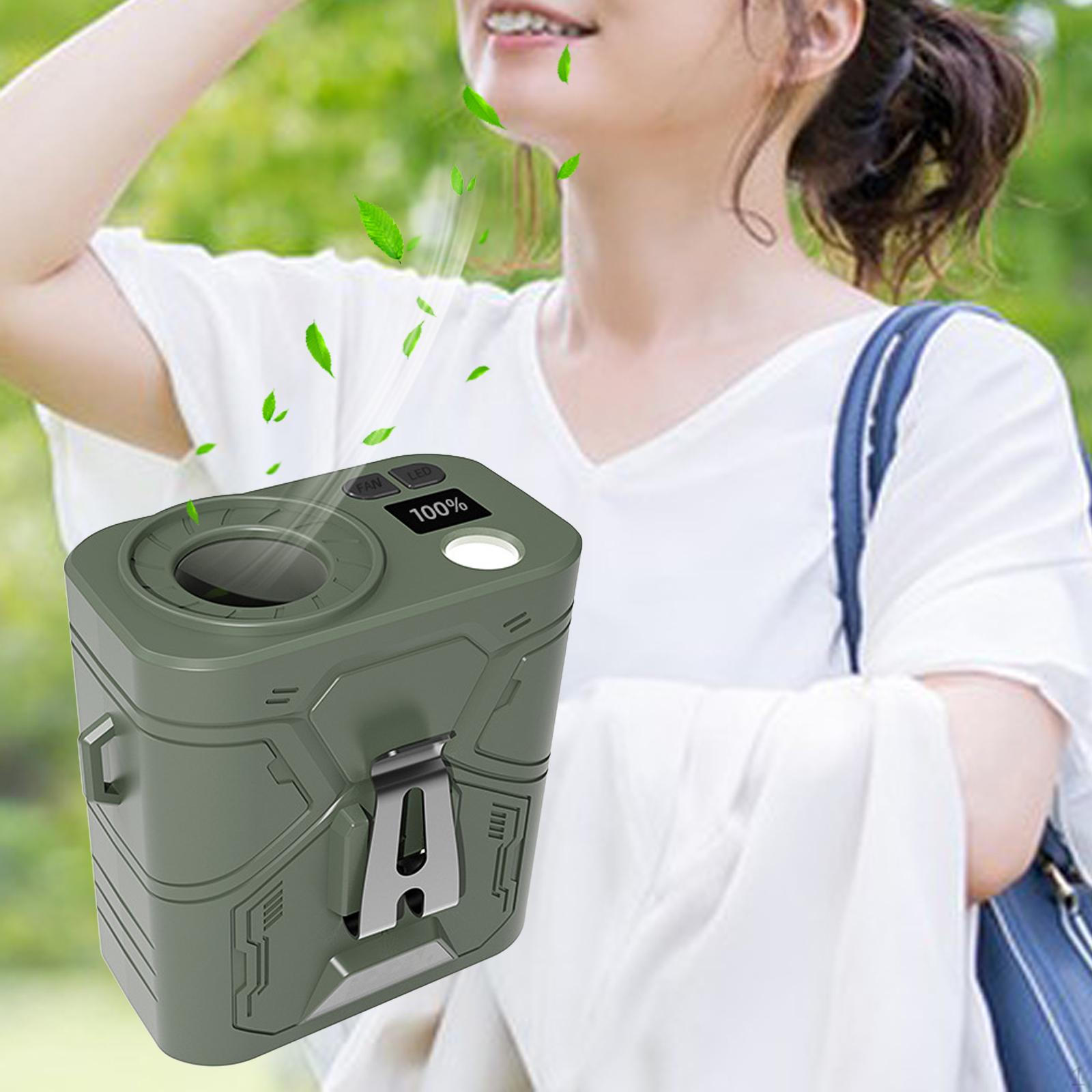 

Поясной зажим для вентилятора, портативный, регулируемый, мощный, с воздушным потоком, перезаряжаемый для езды на велосипеде в офисе зелёный