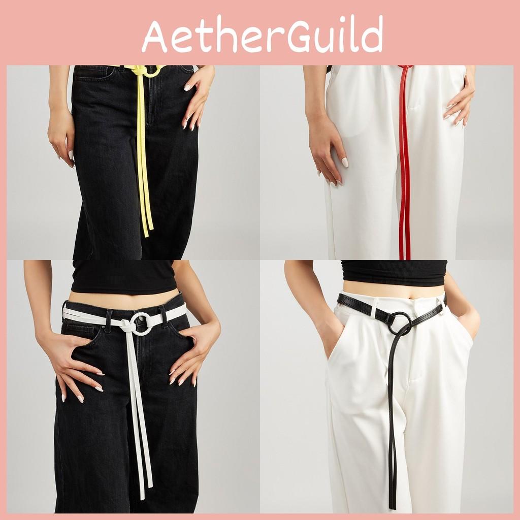 Solid Fashion Color Round Buckle Decoration Women Casual Belt For Daily Use