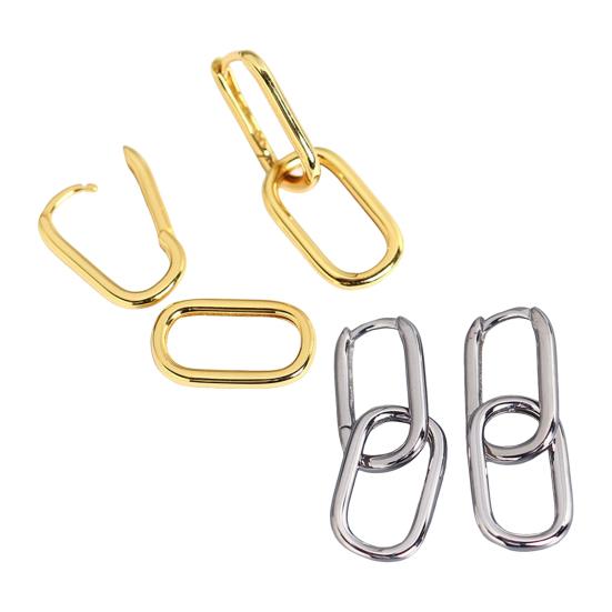 1 Pair Women Earrings Paper Clip Shape Hollow Out Polished Alloy Geometric Bland Style Club Party Commuting Hanging Earrings Ear Jewelry
