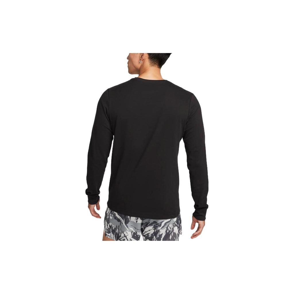 Nike Logo Print Crew Neck Long Sleeve T-Shirt Men Tops Black DV9382-010