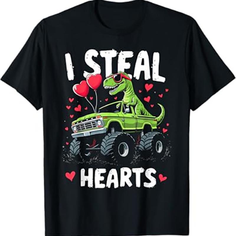 I Steal Hearts KIds Funny Trex Gifts for Boys Valentines day T Shirt S