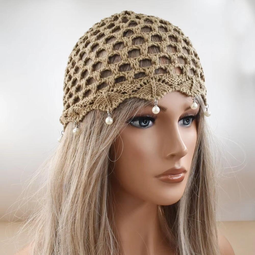 Adjustable Hollow Knit Cap Hollow Out Ethnic Style Cap Breathable Bohemian Cap Outdoor