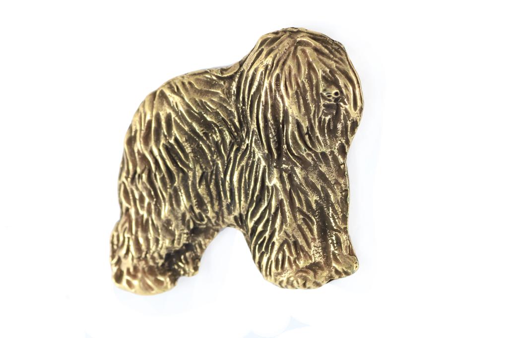 Cão Pastor da Planície Polaca, PON, Cão Pastor do Vale - Broche de cão em caixa decorativa, alfinete elegante banhado a ouro, alfinete de lapela da marca Art-Dog