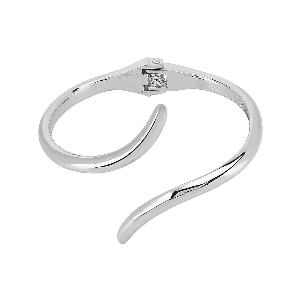 DIEZI Exaggerated Simple Geometric Cuff Spring Bangles Fashion Punk Gold Silver Color Heavy Metal Bracelet For Women Men Jewelry