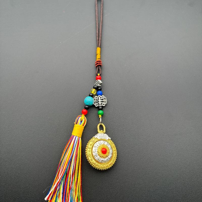 Retro Creative Style Alloy Car Tassel Hanging Ornament Ethnic Style Tourist Spot Gift Keychain Jewelry Accessory
