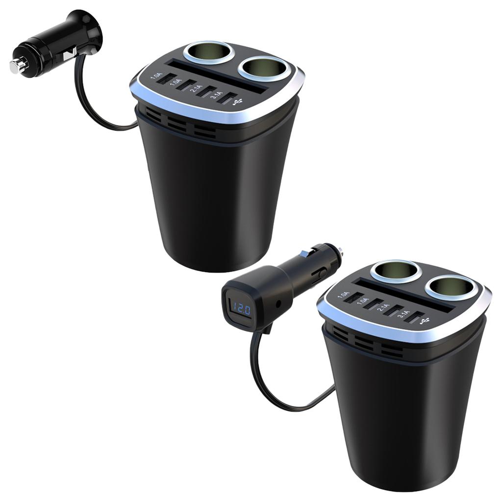 2 Socket Car Splitter Charging Adapter Adapter 6 in 1Power Outlet 120W with 4 USB Car Charger Adapter Charging Adapter