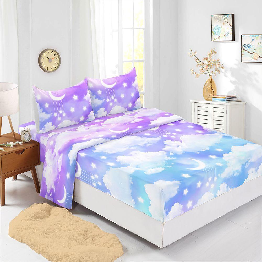 

Four-Piece Set Of Mattress 3D Digital Printing Mattress Protective Cover Gradual Change Wool Mattress (90cm * 190cm * 40cm) Pillowcase * 1