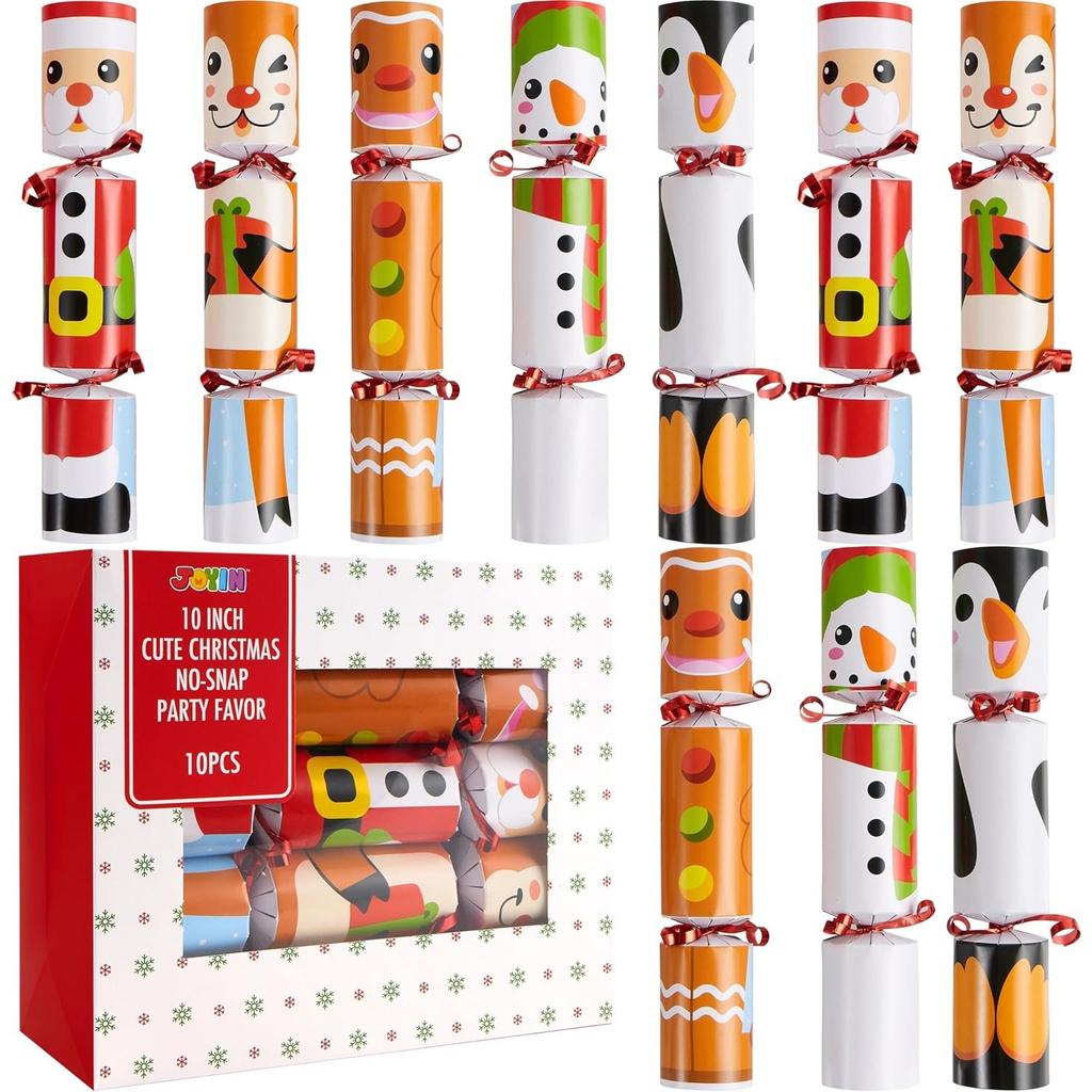 JOYFY 10 Pack Christmas Party Table Favor with Cute Christmas Characters Party Hat Joke & Little Gift Inside for Xmas Gift