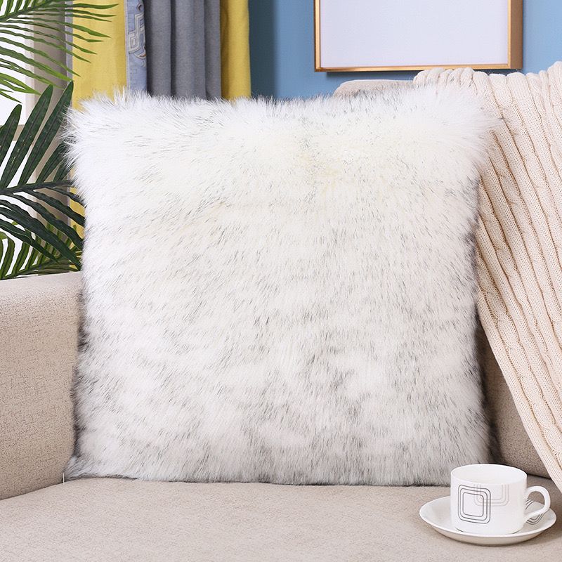 Flauschiges Kissen, langer Plüsch-Kissenbezug, Wollkissen, Fellkissenbezug, Ins Sofabettkissen, Weihnachtsdekoration, Zimmer-Wurfkissen