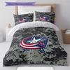 Columbus Blue Jackets Pattern Bedding Quilt Set Quilt Cover Pillowcase Home Decoration Gift (1 * duvet cover + 2 * pillowcase, without core)