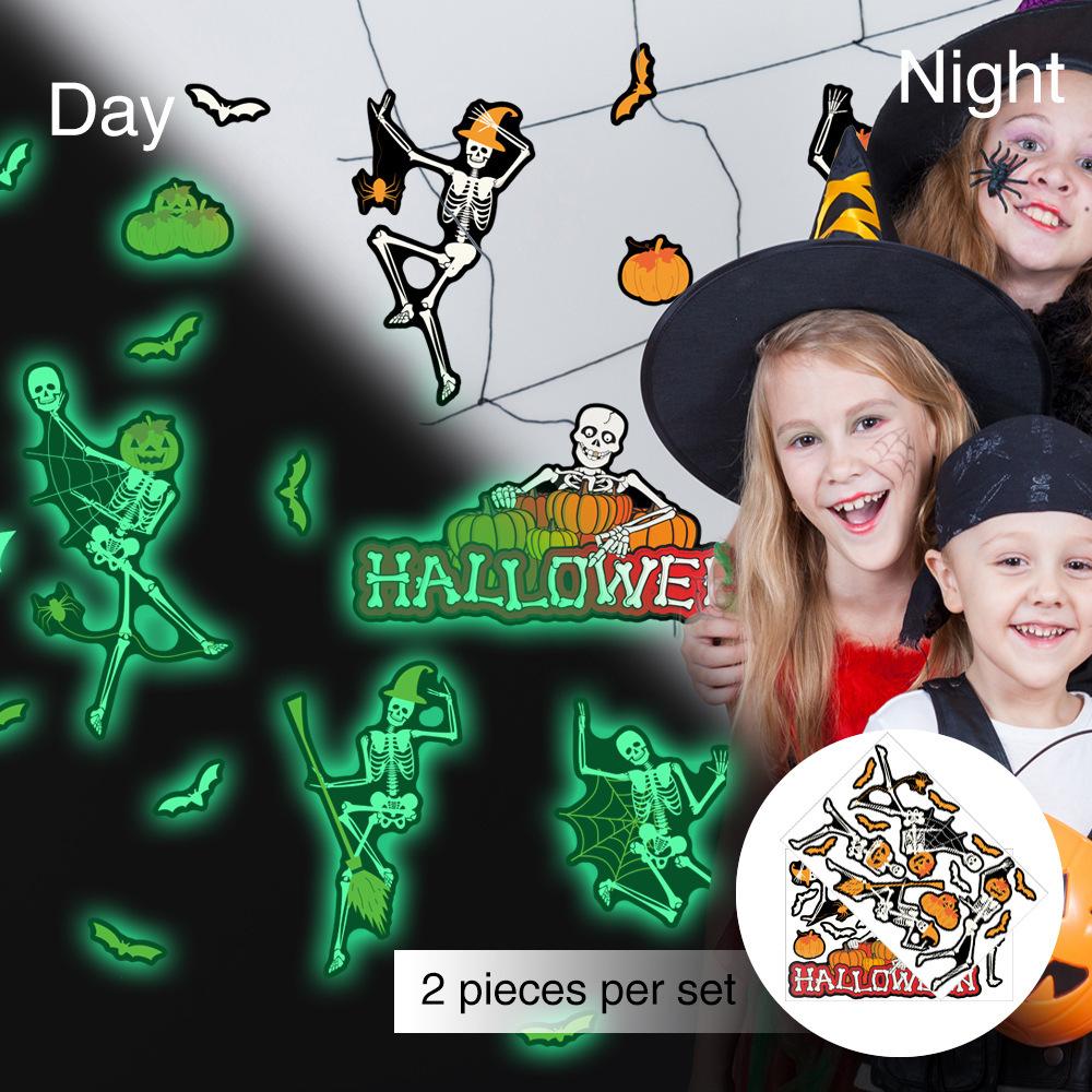 Halloween Luminous Skull Stickers Luminous Stickers Window Stickers Home Decor Wall Stickers Wallpaper Decorative Props