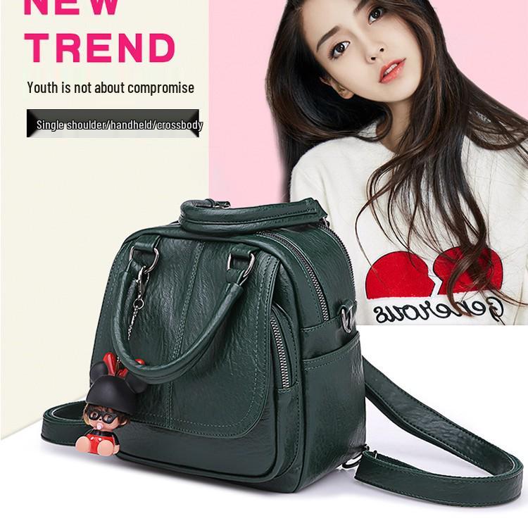 

Korean Style PU Leather Backpack: Versatile Women s Travel & College Shoulder Bag Caramel