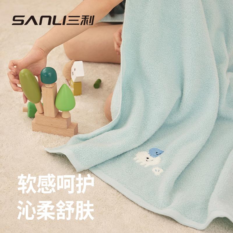Towel Pure cotton Children's large bath towel Adult wrap bath towel Cartoon embroidery without twist