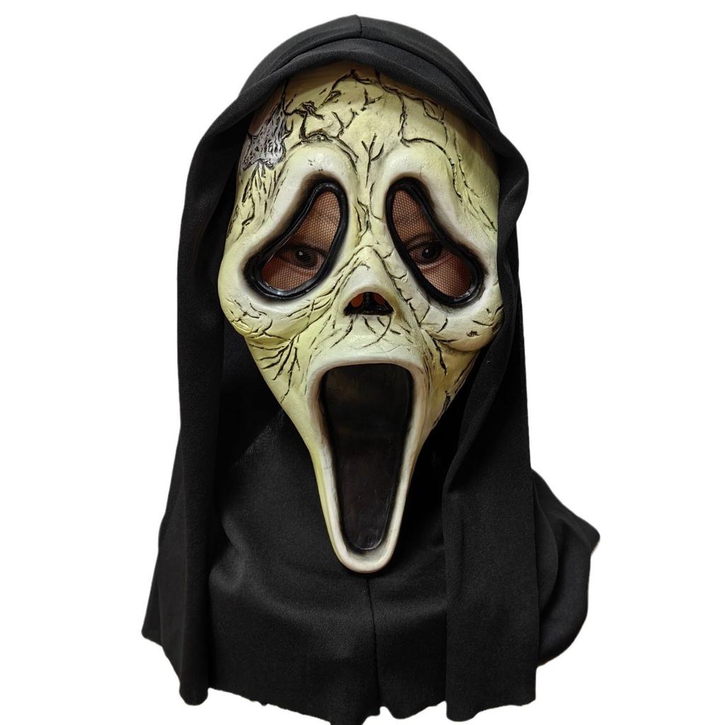 Halloween Horror Grim Reaper Skull Mask, Murder Mystery Game Dead by Daylight Scream Ghost Mask, Wolf Fang Ghost Mask