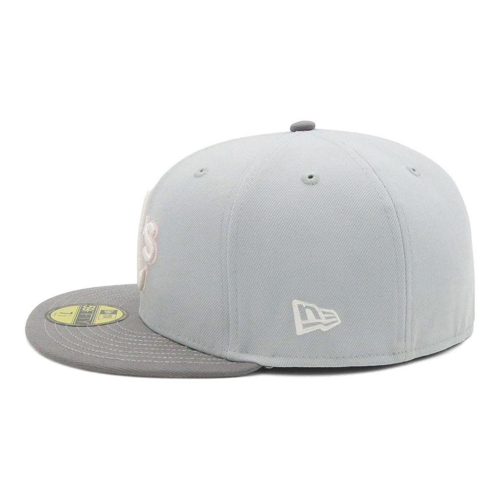 New Era 59FIFTY MLB Cap with Side ATH Size 7 5950 OAKATH SAKURANAGASHI GRY Patch, Grey, 3/4,