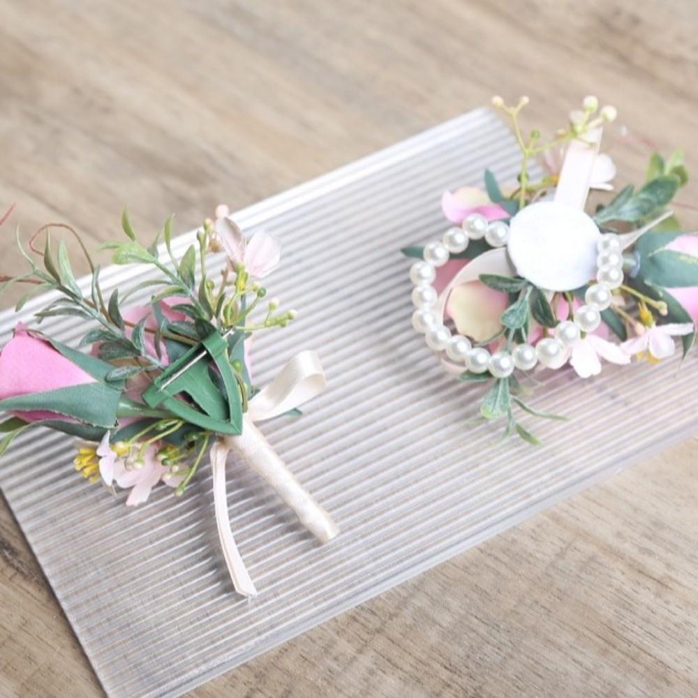 Eleganckie Sztuczne Boutonniere Kwiaty Jedwabne Kwiaty Kwiat na Piersi Pana Broszka z Róży Studniówka