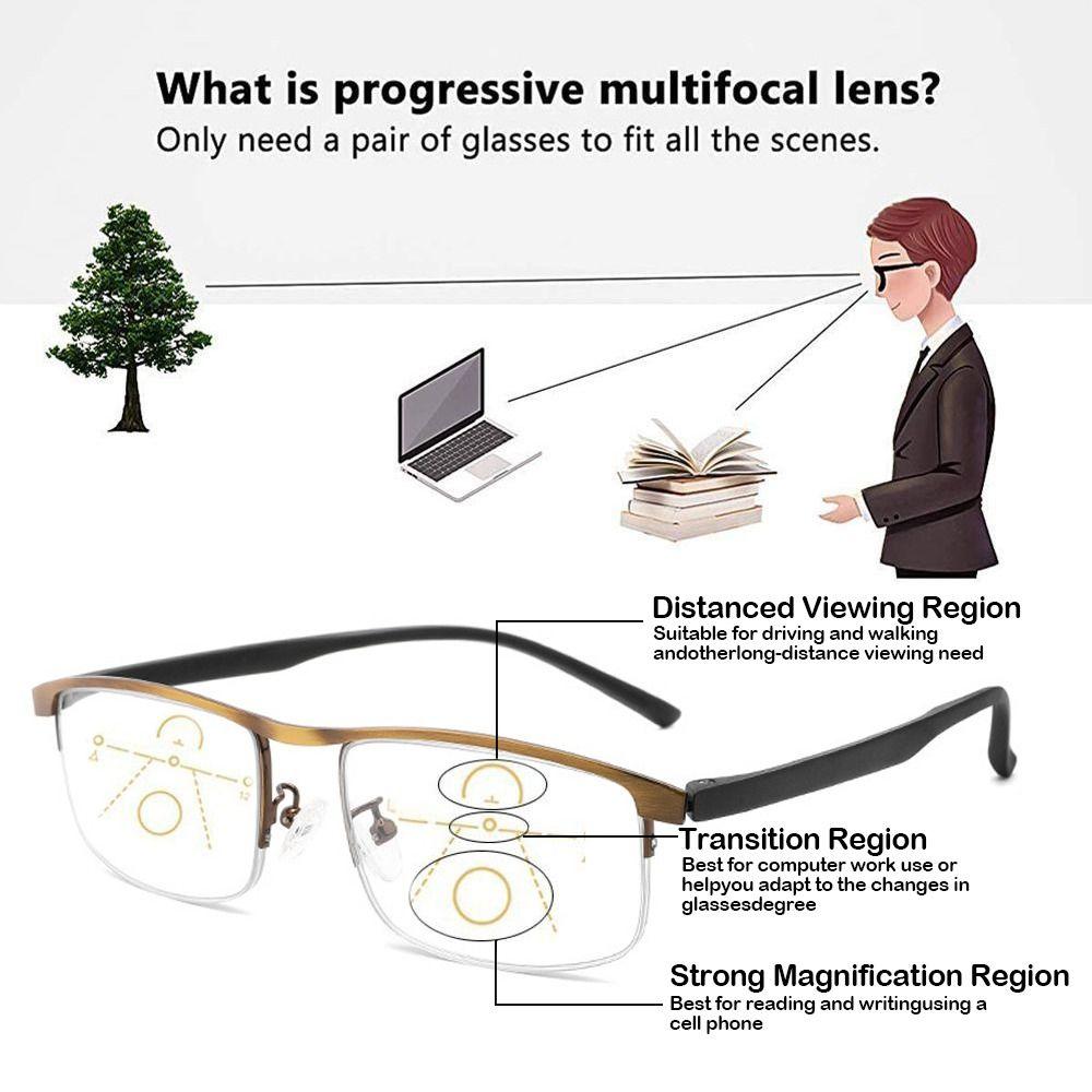 Progressive Multifocal Anti Blue Light Glasses Ultra Light Presbyopic Eyewear for Sports Reading Eye Protection