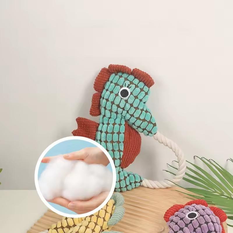 Seahorse Pet Dog Plush Toy Rope Dog Squeak Toys Bite Resistant Puppy Funny Pet Seahorse Toy Dog Accessories