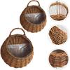 DOITOOL Woven Hanging Basket Rattan Flower Basket Hanging Planters: 2PCS Rustic Flower Pot Wall Hanging Plant Containers Woven Storage Baskets Flower