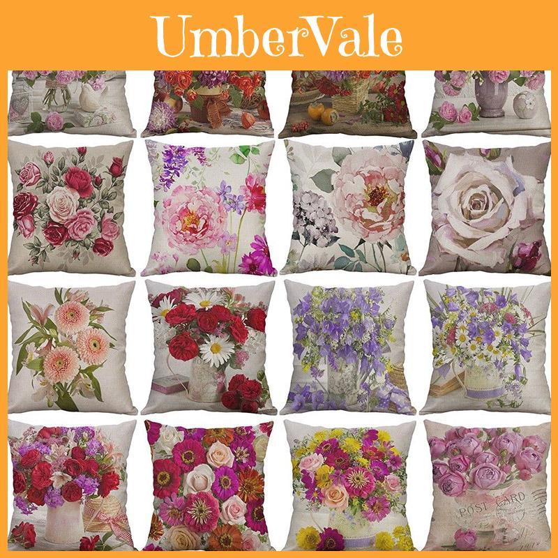 Vintage Flower Cotton Linen Cushion Cover Soft Decorative Pillow Case For Home Comfort
