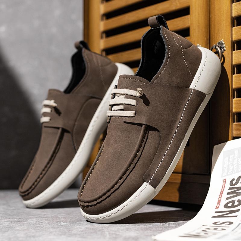 Men's Suede Leather Casual Shoes Retro Brown Moccasins Men High Quality Shoes Light Comfortable Driving Flats Sapatos Masculinos
