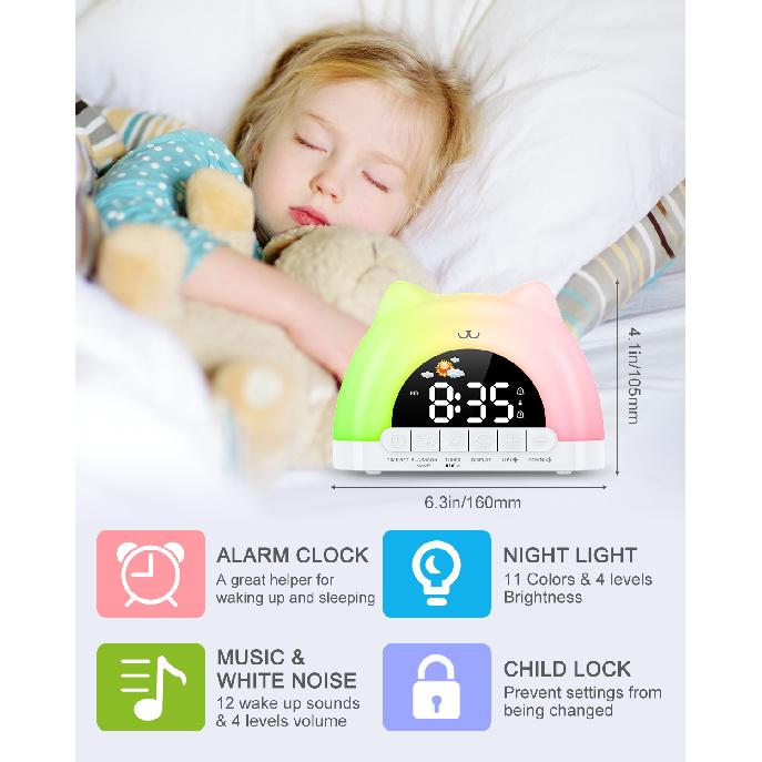ORIA Kids Alarm Clock Sleep Training Alarm Clock Wake Up Clock with 11 Color Night Light Child Lock Clocks for Boys Girls Gift2