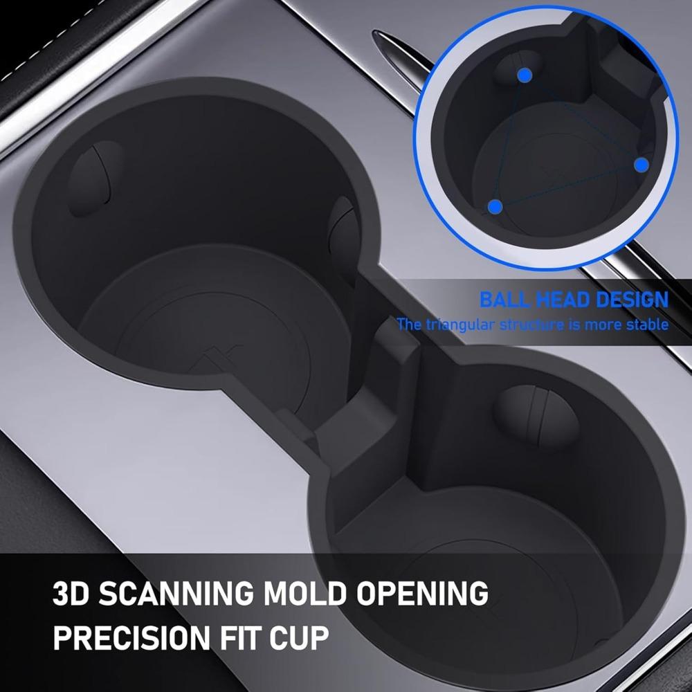 Center Console Cup Holder for Tesla Model 3 2025-2025 Model Y 2017-2025 TPE Embedded Storage Box Auto Interior Accessories