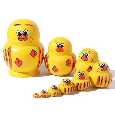 Bonecas Russas de Encaixe Pato Amarelo Bonecas Empilháveis Brinquedos Boneca Matryoshka Artesanato de Decoração